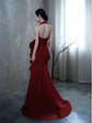Socialite Style Wine Red Elegant Halter Bride Wedding Toast Dress - Florence Luxe