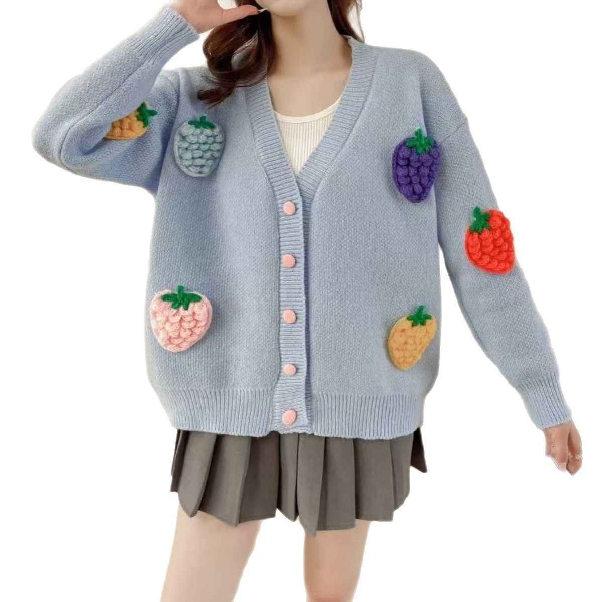 Handmade Embroidery Cardigan - High-End Korean Style Heavy Work Sweater