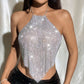 Metal Sequins Camisole - Full Diamond Halter Vest for Party Hot Girls - Florence Luxe