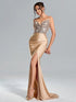 Suspended Backless High Waisted Sequin Maxi Dress with High Slit for Graduation Summer Outfit - Florence Luxe