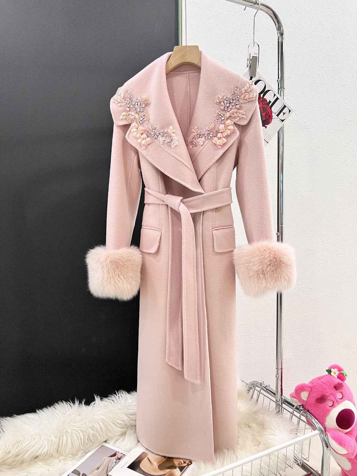 Autumn and Winter Cashmere Wool Reversible Coat for Women - Long Style