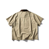 Washed Overalls Shirt Short Sleeve