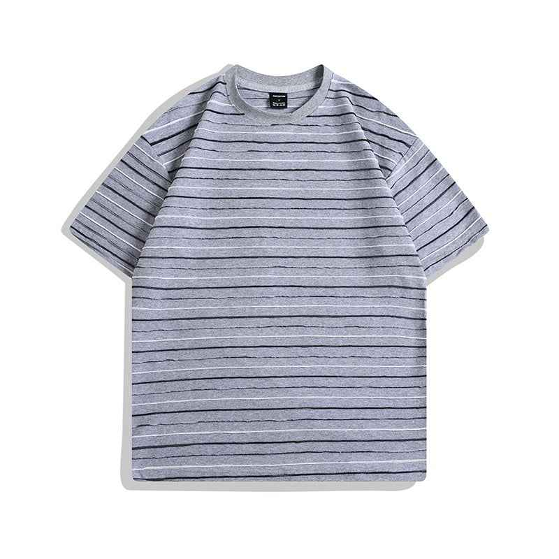 Color Striped Couple T-Shirt - Short Sleeve Round Neck Half Sleeve Tee