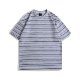 Color Striped Couple T-Shirt - Short Sleeve Round Neck Half Sleeve Tee