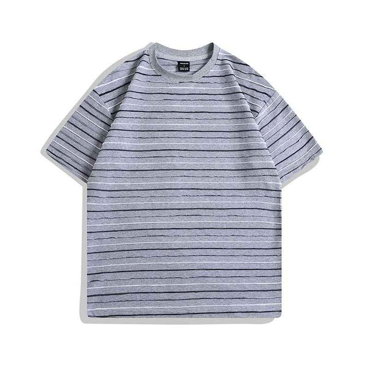 Color Striped Couple T-Shirt - Short Sleeve Round Neck Half Sleeve Tee