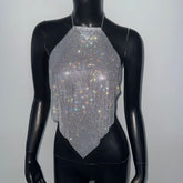Metal Sequins Camisole - Full Diamond Halter Vest for Party Hot Girls - Florence Luxe