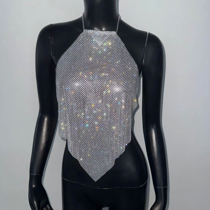Metal Sequins Camisole - Full Diamond Halter Vest for Party Hot Girls - Florence Luxe