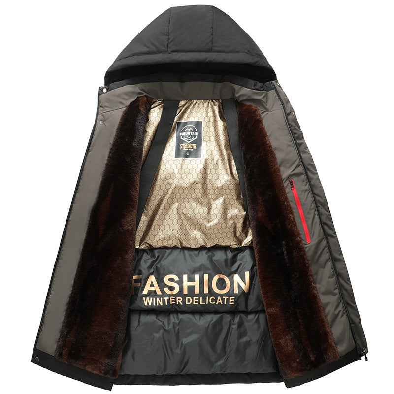 Business Casual Black And Gold Cotton-padded Coat Men&