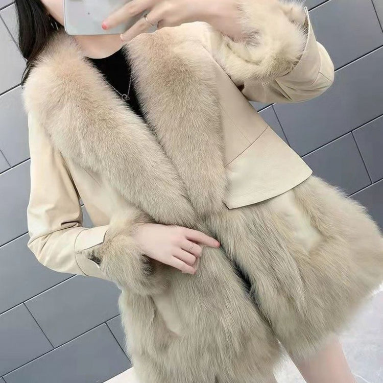 Faux Fur Mid-length Fox Fur Padded Coat.