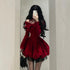 Classic Style Red Halter Velvet Dress.