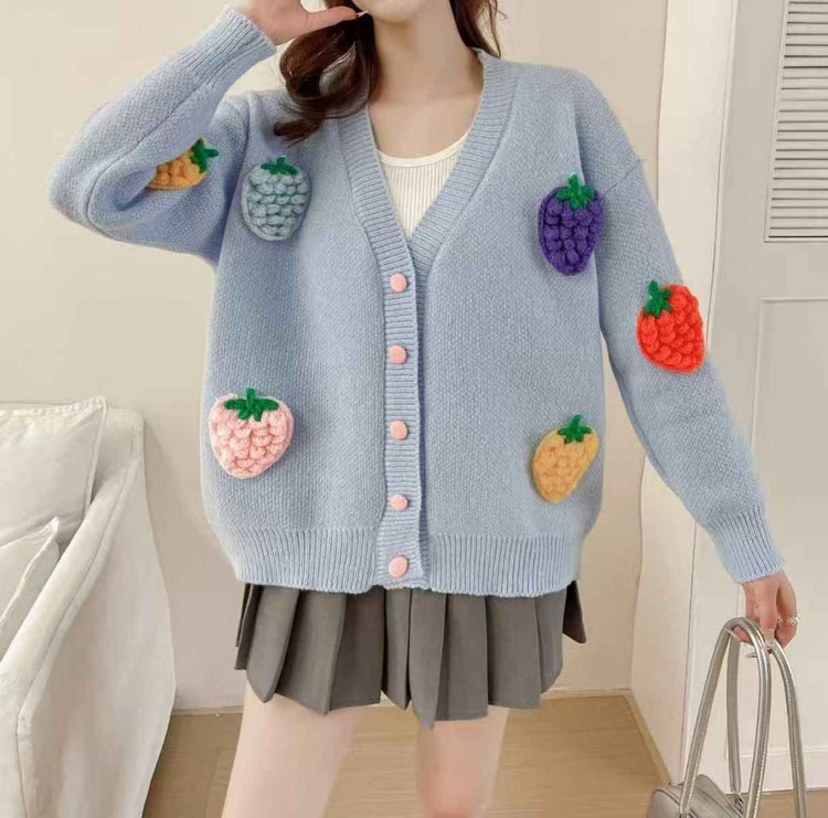 Handmade Embroidery Cardigan - High-End Korean Style Heavy Work Sweater