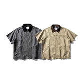 Washed Overalls Shirt Short Sleeve