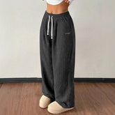 Loose Drawstring Solid Color Pocket Casual Versatile Pants for Women - Women&
