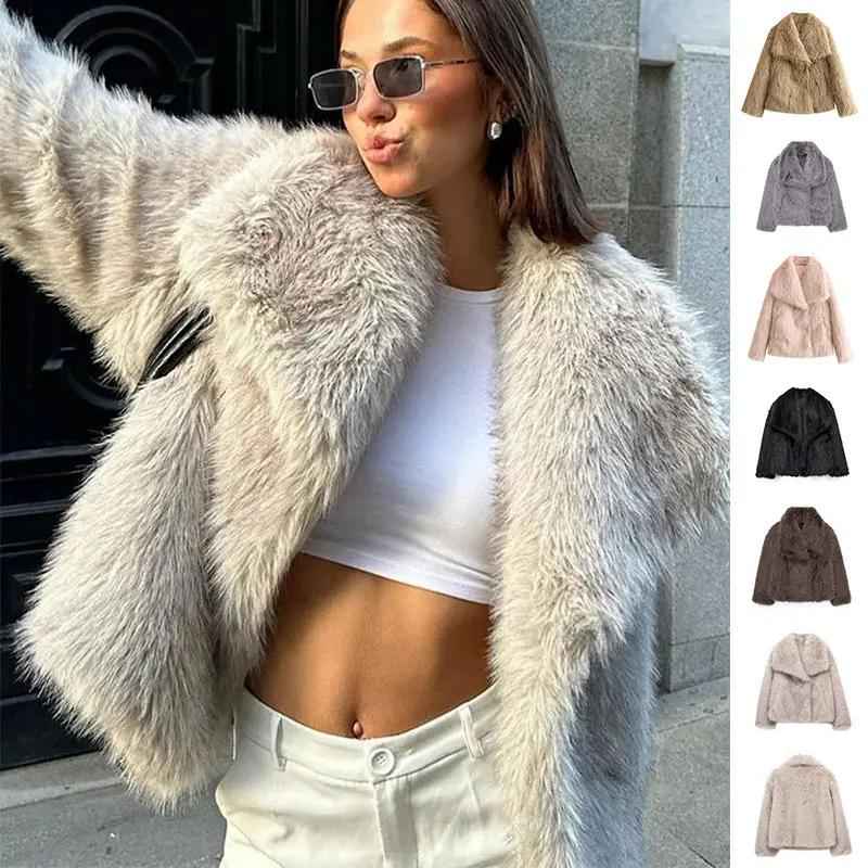 Winter Plush Coat for Women - Fashion Thicken Lapel Outwear Casual Long Sleeve Tops - Florence Luxe