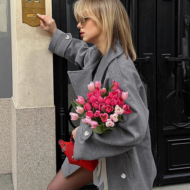 Idle Style Fashionable All-match Mid-length Woolen Women&