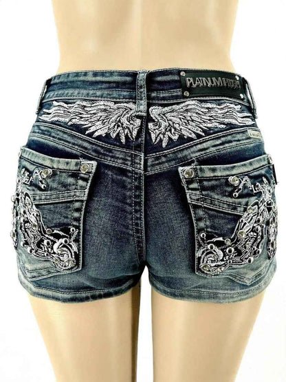 Fashion Hot Pants Embroidered Denim Shorts