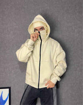 Double-layer Masked Hooded Loose Zip Men&