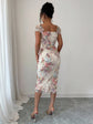 Elegant And Romantic Mesh Floral Print Pleated Midi Dress