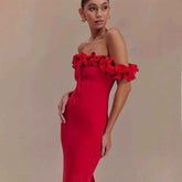 Ruffled Off-shoulder Temperament Waist-tight