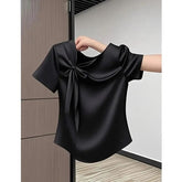 Fashionable and Versatile French Bow T-shirt for Effortless Style - Florence Luxe