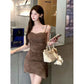 Elegant Rabbit Ear Collar Dress for Women - Thin Looking Fashion Waist-tight Strap Dress
