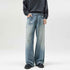 American-style Loose Jeans with Splash Ink Wash - High Street Spider Embroidery Jeans for Effortless Chic
