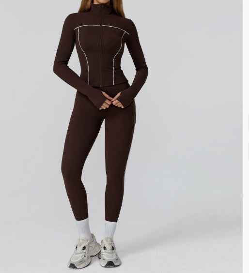 Zipper Slim Fit Yoga Suit - Three-Piece Health Sports Activewear
