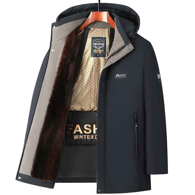 Business Casual Black And Gold Cotton-padded Coat Men&