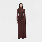 Niche Solid Color Pleating Asymmetric Simple Slim Dress
