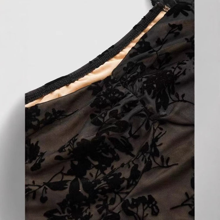 Black Floral Lace Skirt A-Line Short Top for Elegant Style - Florence Luxe