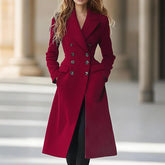 Reversible Woolen Coat for Women - Double Breasted Long Fashion Jacket - Florence Luxe