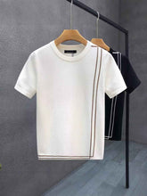 Striped Knitted Summer T-Shirt for Men - Youth Slim Fit High-end Retro Short Sleeve