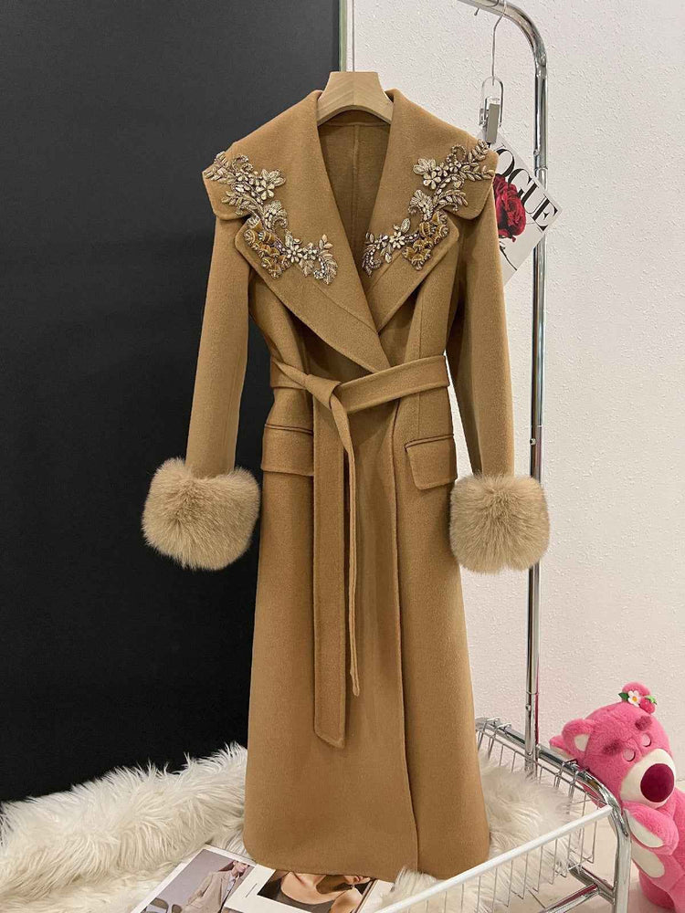 Autumn and Winter Cashmere Wool Reversible Coat for Women - Long Style