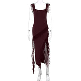 Female Summer Temperament Dress with Stylish Stringy Selvedge Stitching - Florence Luxe