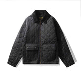 Corduroy Plaid Jacket - Rhombus Cotton-Padded Coat for Ultimate Comfort