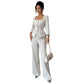 Elegant High-end Long-sleeved Shirt And Trousers Two-piece Set For Women