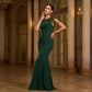 Elegant Sleeveless Round Neck Sequins Slim-fit Sheath Banquet Fishtail Evening Dress