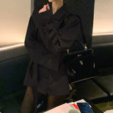 Versatile Loose Slimming Suit Collar Mid-length Coat.