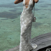 European and American Tube Top Jacquard Dress - Halter Seaside Vacation Tight Fit - Florence Luxe