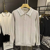 Color-Blocking Polo Shirt Sweater for Stylish Comfort and Versatility