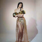 Gold Sequined Strapless Dress for Women - Tube Top Tulle Split Dress