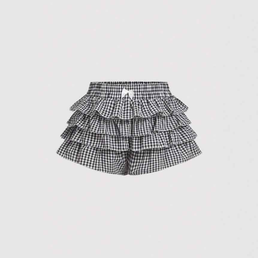 Summer Skirt Love Plaid Skirt Shorts Paired with Long Women&