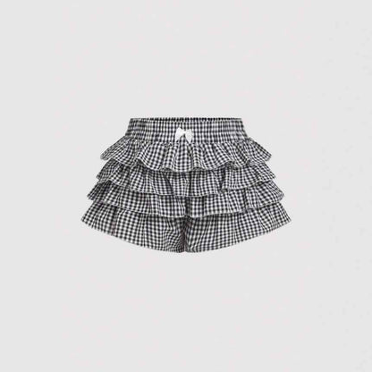Summer Skirt Love Plaid Skirt Shorts Paired with Long Women&