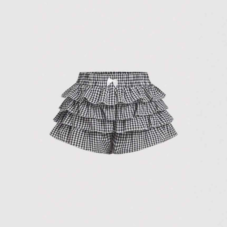 Summer Skirt Love Plaid Skirt Shorts Paired with Long Women&