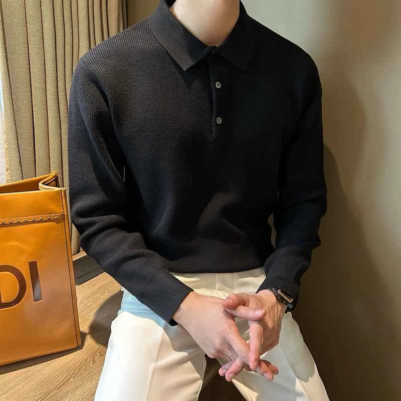 Lapel Long Sleeve Men&