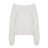 New Loose Diagonal Collar Sweater for Women - Solid Color Fashion Top - Florence Luxe