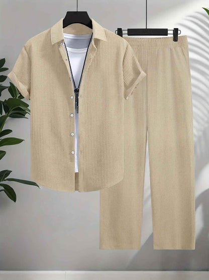 Fashion Jacquard Short-sleeved Suit with Trousers