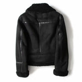 Winter Lapel Suede Jacket - Warm Lamb Wool Coat for Women Motorcycle Outwears - Florence Luxe