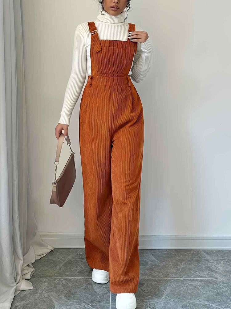Corduroy Bib Pants Women - Loose Straight Style for Comfortable Everyday Wear