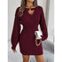 Womens Cut Out Sweater Dress - Long Sleeve Bodycon Mini Dress for Fall and Winter - Florence Luxe